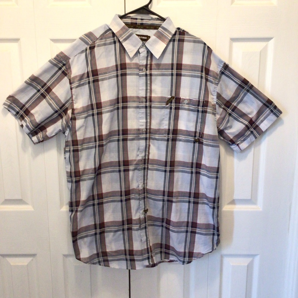 Dolphino Collection Mens Short Sleeve Blue Plaid Button Up Shirt Size XXL